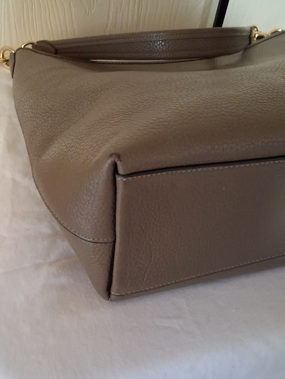 COACH Stone Color Leather Large Laurel Shoulder Bag Gold Tone Hardware - Picture 8 of 16